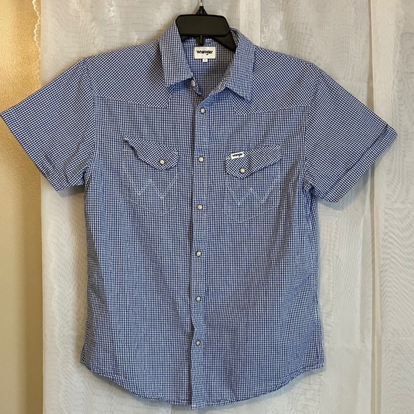 Wrangler navy and white checked western shirt - Picture 1 of 7